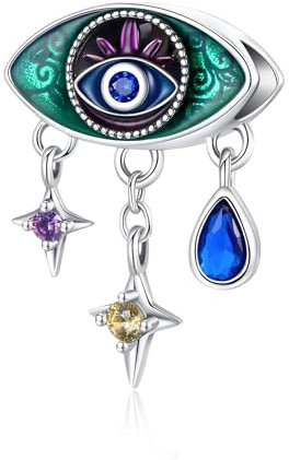 Alstiva Böse-Auge Charm 925 Sterling Silber 5A Zirkonia Anhänger für Europäische Armbänder Halsketten - Schmuck Geschenk für Damen Frauen