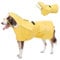 VavoPaw Regenmantel Hund, Verstellbar Regenjacken für Kleine, Mittlere, Große, und Kleine Hund, Wasserdicht Hundejacke mit Kapuze & Reflektorstreifen, Hunderegenmantel Poncho mit Magic Tape, Gelb, XL