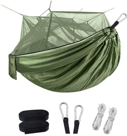 Hamac Exterieur Hamac Professionnel 260x140 CM avec Moustiquaire, Hamac Double Portable Léger avec Deux Sangles d'arbre Hamac Bivouac