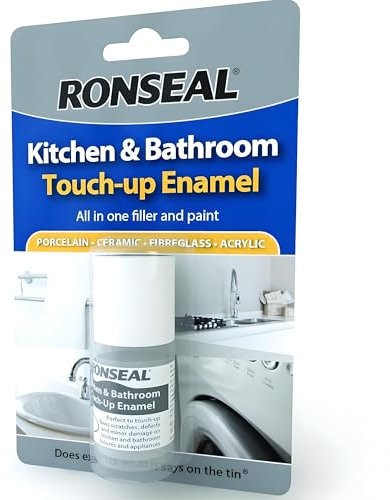 AMK® Ronseal Kitchen & Bathroom Touch Up Enamel White 10ml Waterproof Filler and Paint for Porcelain Ceramic Fibreglass Acrylic