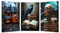 JOSUE 3 Stück Schwarz, grau Halloween Decor LeinwäNde Groß Xxl Bilder, Tierische Kürbisse Poster HeimbüRo Wohnzimmer Schlafzimmer Badezimmer Wanddeko-50x70cmx3 Gerahmt