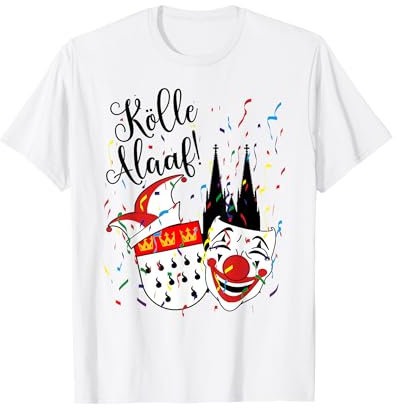 Karneval Fasching Konfetti Party Alaaf Kostüm Kölle Alaaf Konfetti Karneval Faschingumzug T-Shirt für Unisex-Erwachsene, Unisex-Kinder, Multicolored, Small, Kurze Ärmel, Frühling, 1 Count