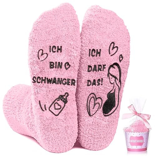 Szhhrxi Geschenk für Werdende Mutter Socken, Socken für Schwangere, Schwangerschaft Geschenk für Mutter, Geschenk für Schwangere Freundin Frauen, Schwangerschaft Verkünden Ideen