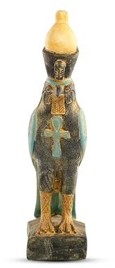 Statue Falke Vogel Kopf Gott Horus mit Ankh Schlüssel des Lebens Einzigartige schwarze Stein Handkunst Made in Egypt Horus ist der Name eines Himmelsgottes