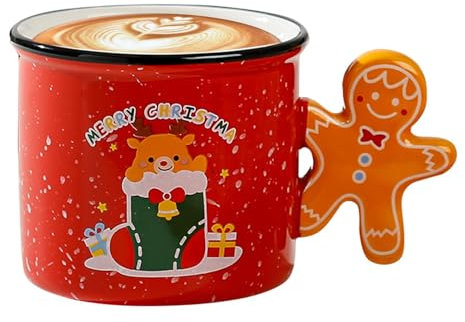 Taza de cerámica de pareja novedosa, tazas de hombre de jengibre - Tazas de café de cerámica de taza de té de 350 ml,Taza de bebida linda y creativa con mango de pan de jengibre Taza de bebida para pa