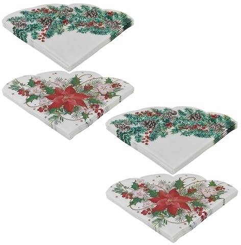 URBNLIVING Christmas Novelty Napkins Mix Pack of 48Pcs Table Decoration Disposable Xmas Decor Floral Mix Suitable for Dinner Recyclable Paper Serviettes Tissue
