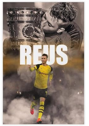 bacrhjlb Marco Reus Borussia Dortmund Poster auf Leinwand, Wandkunst, Dekordruck, Gemälde für Wohnzimmer, Schlafzimmer, Dekoration, 60 x 90 cm