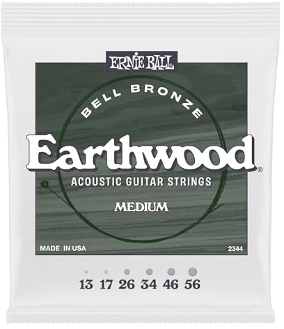 Ernie Ball Medium Earthwood Bell Bronze Acoustic Guitar Strings 13-56