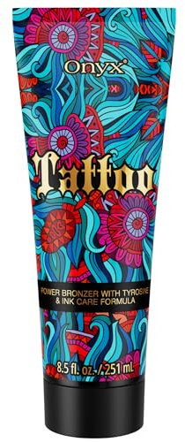 Onyx Tattoo Tanning Lotion | Tattoo-Farbschutz | Sonnen und Solarium Creme mit Bräunungsbeschleuniger | Für Solarium, Sonnenstudio & Außenbräune | Dunkle Bräune ohne Streifen | Tiefe Bräunung 251ml