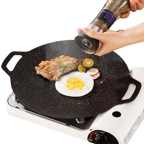 Koreanischer Yakiniku Grill-Runde Nicht-Stick-Grillpfanne Für Herd Top | Flat Grill Pan Zum Kochen Mit Gleichmäßiger Heizung Und Nicht-Stick Koreaner BBQ -Kochbuch Koreaner BBQ -Werkzeug -Griddle Für