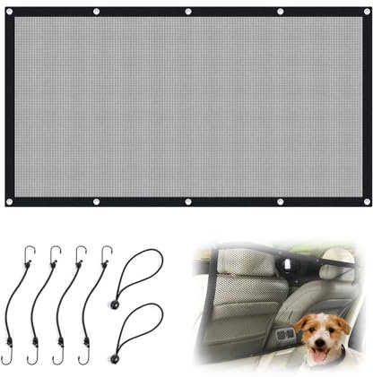 Red para perros para coche, 115 x 62 cm, red de separación para maletero con cuerda y ganchos, adecuada para SUV y coches pequeños