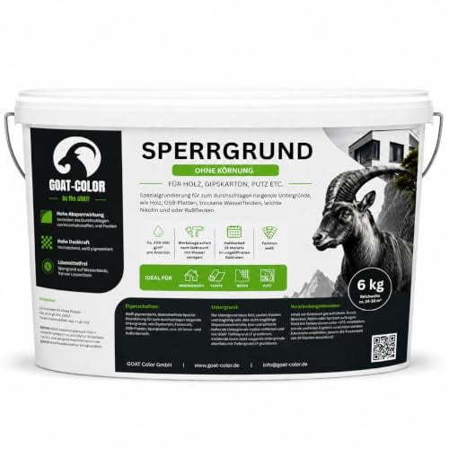 GOAT Color Sperrgrund 6kg Weiß – Isoliergrund für OSB Platten, Holz & Beton – Absperrgrund, Fleckensperre für Gipskarton (Ohne Körnung)