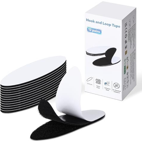 Euqvunn 12 Paia di Feltro Adesivo Forte Biadesivo, Nessun Sollevamento ai Bordi Strappo Adesivo, Autoadesivo Nastro a Strappo Nero, Nastro in Nylon Riutilizzabile per Fai-da-te e Uso Domestico