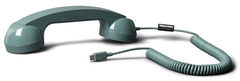 Native Union Pop Phone – Retro Telephone Handset with Mic & Speaker, USB-C for iPhone 17, 17 Pro, 17e, iPhone Air, MacBook Neo/M5, iPad Air M4, Samsung S26, Flip 7, Fold 7 – Hybrid Work (Slate Green)