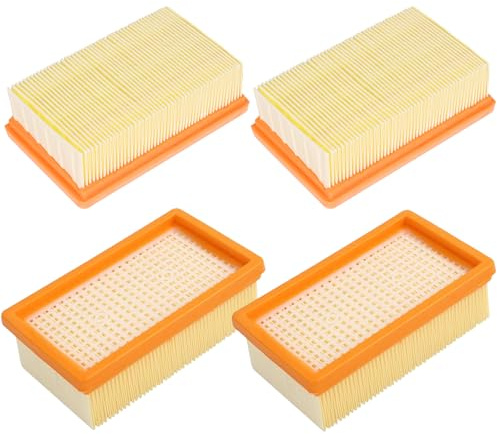 ACOMTUO 4 Pièces Filtres Plissés Plats,Filtre Remplacement pour Kärcher,Filtres Plissés Plats pour Kärcher MV4 MV5 MV6,Filtres Aspirateur pour MV4 MV5 MV6
