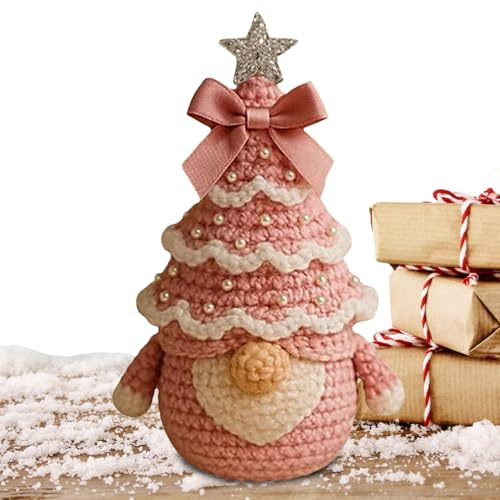 Arroopu Häkel-Set Für Anfänger Weihnachten - Häkel Weihnachtsbaum Gnom Bastelset für Anfänger - Einfaches Basteln Lernen Für Weihnachtshandwerk Zu Hause