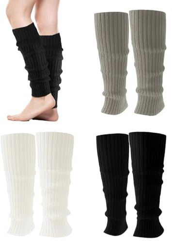 3 Pairs Winter White Leg Warmers Ladies, Black Leg Warmers Cream LEG Warmers, Fashionable Boots Cuffs Knee Socks LEG Warm/ers Ladies 80s For Warm Ballet Dance Skating Yoga