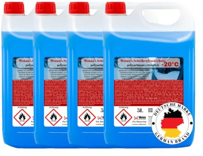 WWotan Solutions Wotan's 20 Liter Scheibenfrostschutz - 20 Grad | Frostschutz für die Auto Scheibenwaschanlage | Scheibenfrostschutz Konzentrat 20L (4 x 5L) | Frostschutzmittel Scheibenwaschanlage