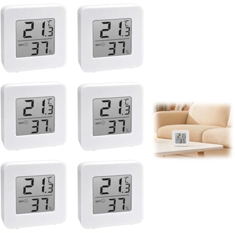 6 Pcs Thermomètres Hygromètres Intérieur Digital à Haute Précision Thermomètre Hygromètre Interieur Mini LCD Digital Mural pour Maison Chambre Bébé Bureau Vestiaire Serre Indicateur Niveau de Confort