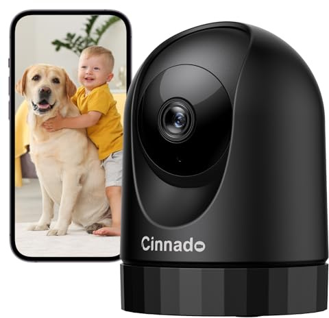 Cinnado Indoor Pet Camera, 2K Baby Monitor - Cameras House Security, Black