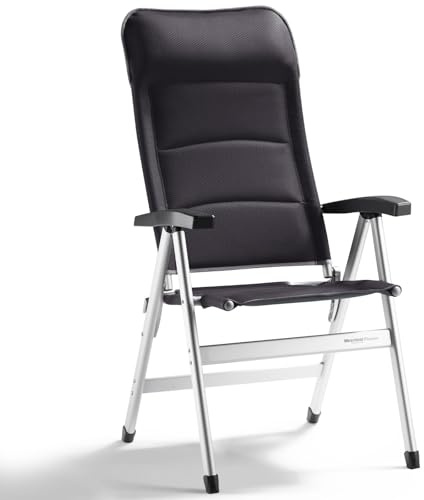 Westfield Outdoors Pioneer Rückenverstellbarer Campingstuhl in 5 Positionen | Klappstuhl, 140 kg Belastbar, Leichter Alu-Stuhl 6,2 kg, Hohem Rücken für Wohnwagen, Balkon, Camping, Dunkelgrau
