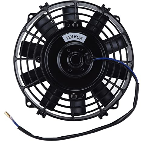 UPALDHOU 8in Electric Radiator Cooling Fan, 12V 80W Straight Slim for AC System Intercooler, with 10 s and Reversible Motor