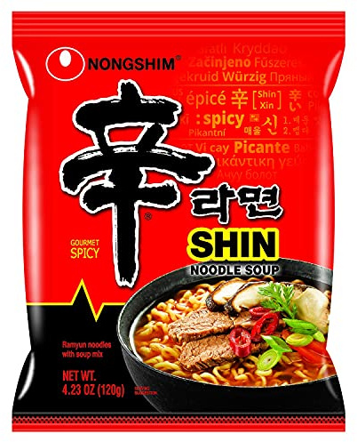NongShim Shin Ramyun Noodle Soup, Gourmet Spicy, 4.2 Ounce 4.2 Ounce (Pack of 16)