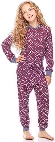 Merry Style Pigiama Intero Bambina e Ragazza MS10-186 (Bordeaux Stelle Melange Scuro, 134-140)