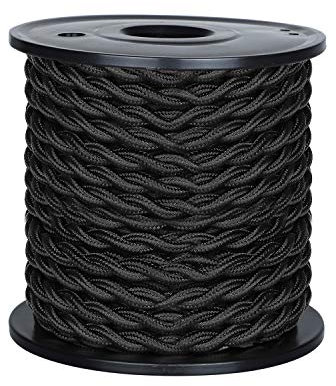Cable de tela trenzado 18/2 con cubierta de tela, cable eléctrico industrial antiguo Carry360, calibre 18, 2 conductores, estilo vintage, para lámpara/colgante, cable de tela