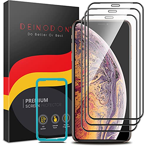 DEINODON Premium für Panzerglas für iPhone 11 Pro Max/XS Max [Full Screen], Auto-Installation 100% Ohne Blasen, Ultra Hart 9H Schutzglas Stoßfest Kratzfest Hüllenfreundlich Kein Fingerabdruck, 2 Stück