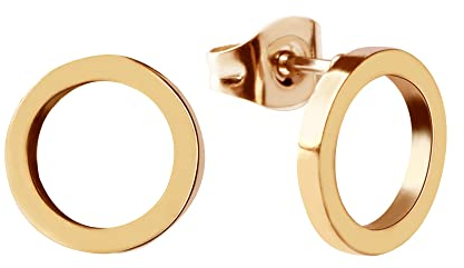 Ohrstecker Kreis Gold für Damen - Runde Edelstahl Ohrringe - Wasserfest I Goldener Ohrschmuck mit 18K Vergoldung Inkl. Geschenkbox - Valentinstag-Geschenk für Sie