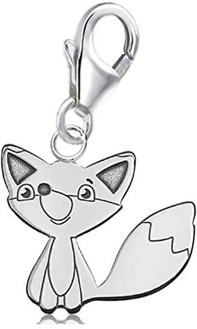 Goldene Hufeisen Fuchs Karabiner Charm Anhänger für Bettelarmband oder Charmkette Charmträger 925 Silber Tiere
