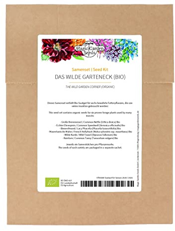 Das wilde Garteneck (Bio) - Samenset mit 6 Wildblumen und Kräutern, die gute Futterpflanzen für nützliche Insekten sind