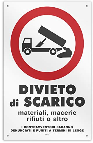 Cartello - DIVIETO di SCARICO (Verticale)