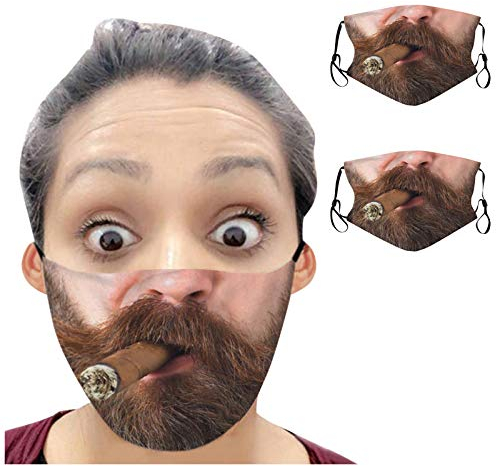 Lulupi 2 Stück Lustig Mundschutz Multifunktionstuch 3D Druck Bandana Maske Waschbar Wiederverwendbar Stoffmaske Alltagsmaske Atmungsaktiv Mund-Nasenschutz Lustige Motiv Halstuch Schals Herren Damen