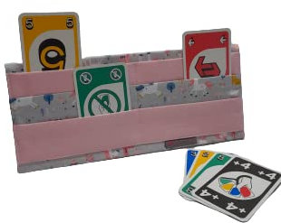 Spielkartenhalter aus Stoff - Handgefertigt & Praktisch | Ideal für Kinder, Senioren & Menschen mit Handicap (Einhorn GRAU)