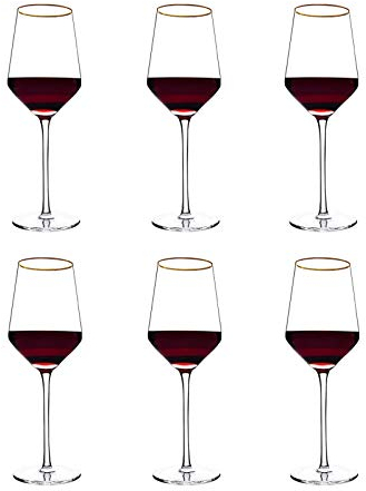 JHM-Bleifreier Kristall Kelch Handbemaltes Gold Vergoldet Rotweinglas Glatter und Glatter Mund Erhöhen Sie Die Dickere Basis Einfache Atmosphäre