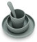 Jollein Baby Kleinkind Geschirrset Silicon 4-teilig Teller Schale Becher Löffel ash green | 705-007-00095