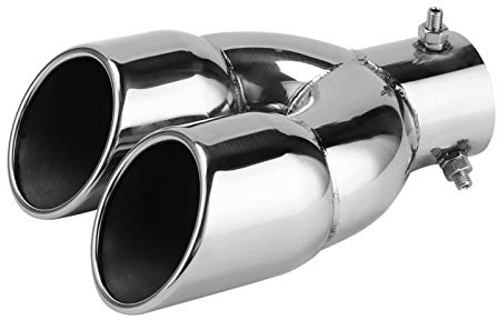 embout d echappement double 76 Qiilu tail pipes dual 3.0 Embouts d'échappement doubles pour voiture 2.4Entrée 3 Sortie en acier inoxydable Double tuyaux d'échappement Embouts de silencieux 63-76-22