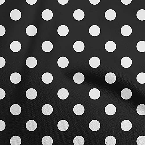 oneOone Polyester Spandex Stoff In Schwarz, Punkte, Bastelprojekte, Dekostoff, Meterware, Zwei Zoll Breit