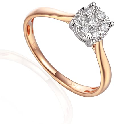 Stella-Jewellery 585er Rotgold Verlobungsring Solitärring Diamant 0,28 Carat Illusion Fassung Gr. 54