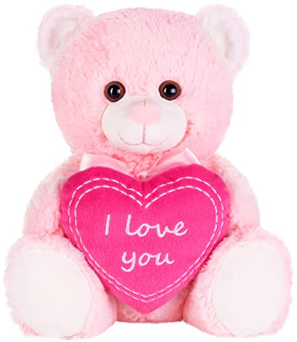 BRUBAKER Ours en Peluche avec Coeur Rose - I Love You - 25 cm - Peluche Ours en Peluche - Jouet en Peluche - Jouet Doux Rose