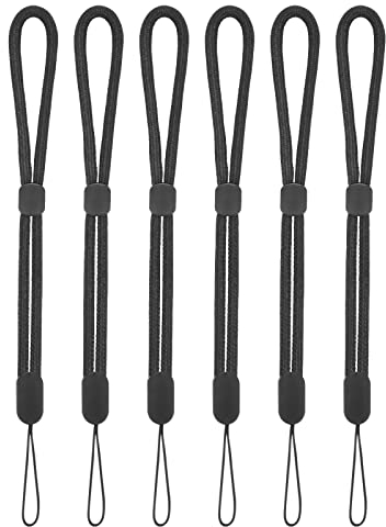 cobee Lanière de dragonne à main, 6 lanières de dragonne en nylon réglables Sangles de poignet pour téléphone portable Caméra Clés USB Portefeuille Insigne d'étiquette de nom d'identification(noire)