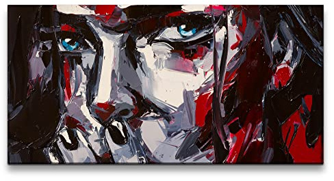 Paul Sinus Leinwandbild 120x60cm Abstraktes Frauen Porträt Kunstvoll Augen Spachtel