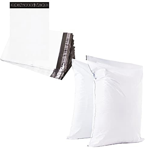12 Stück 80x95cm Weiß Versandbeutel Plastik Versandtaschen,Versandtüten für Kleidung Groß,Selbstklebend Poly Kunststoffbeutel Wasserdichte Kuriertaschen Paket Tüten für Versand Warensendung Textilien
