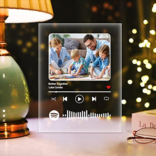 Personalisiert Spotify Nachtlicht, Song cover glas Bild- Nachtlampe mit Foto Musik, Raumdekoration Geschenk für Paar Freundin Freund Weihnachten Geburtstag Hochzeiten Jahrestag