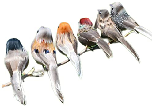 Künstliche Federvögel Farbenfrohe Clip Auf Gefälschten Schaumvögeln Gartenvogel -figuren Ornamentiert 6pcs, Clip Auf Schaumvögeln, Dekorative Vögel Figuren, Kleine Vogelfiguren