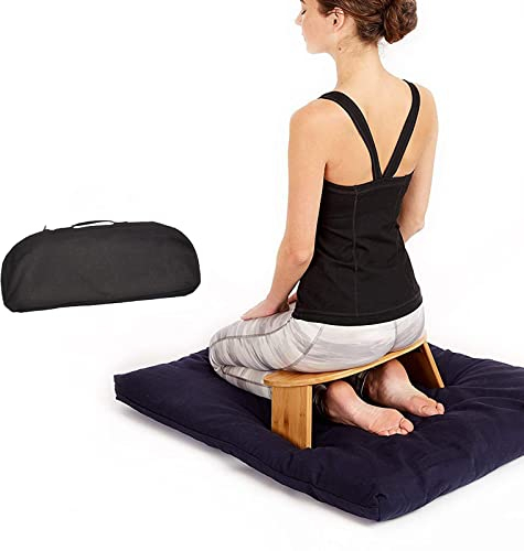 JYCCH Bambus-Meditationsbank, handgefertigt, umweltfreundlich, aus Holz, kniend, ergonomisch, Yoga-Hocker, Yoga, Gebet, 20 x 7,5 x 7,3 Zoll
