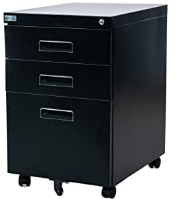 Jet-Line®| Büro Metall Rollcontainer | 3 Schubladen Hängeregister | Paul Metall | schwarz | Büromöbel | Büroschrank | Aktenschrank 390x520x620 mm