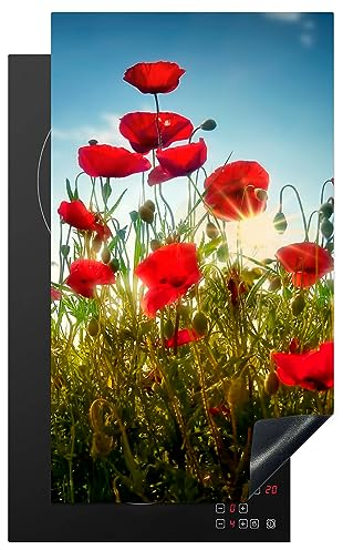 MuchoWow© Herdabdeckplatte Ceranfeld Spritzschutz Küche Mohnblumen